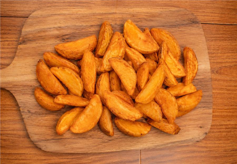 Golden roasted wedges